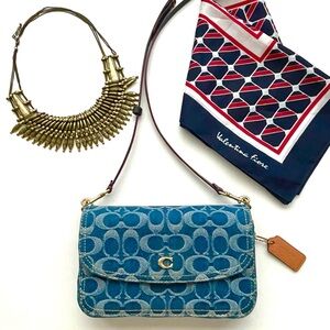 COACH Washed Denim Signature Hayden Crossbody Bag Purse
